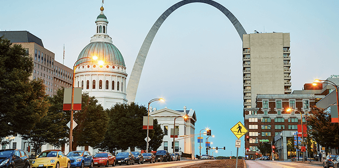 St. Louis, MO city with arch in background